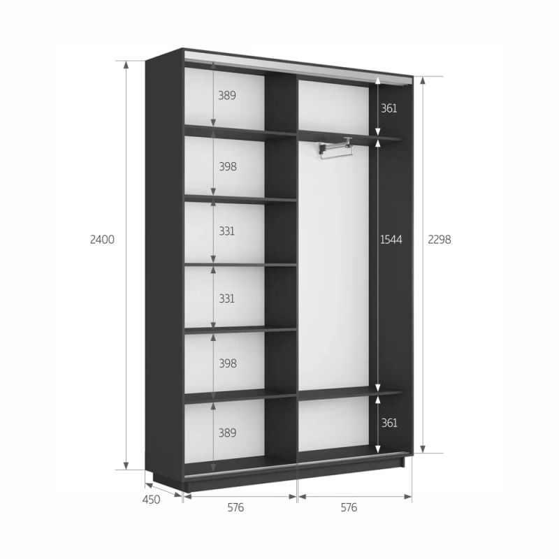 Шкаф-купе Фотопечать, 2дв. Абстракция бело-голубая, 120х45х240, Серый диамант