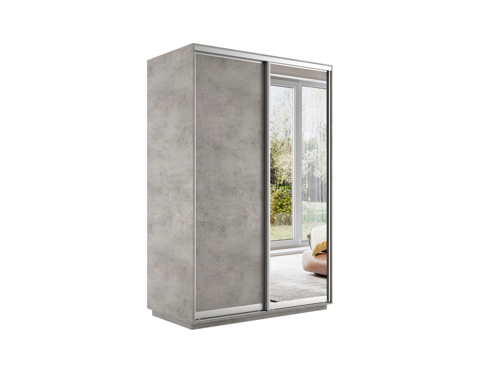 Шкаф-купе Экспресс, 2дв. ДСП/Зеркало, 140х60х220, Бетон