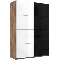 Шкаф-купе Прайм, 2дв. Белый Глянец/Стекло черное/доводчики, 120х57х230, Крафт табачный