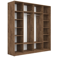 Шкаф-купе Широкий Прайм 2дв. ДСП/Стекло белое/доводчики, 220х57х230, крафт табачный стекло белое