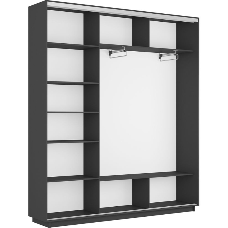 Шкаф-купе Экспресс, 2дв. ДСП/Зеркало, 180х45х220, Серый диамант