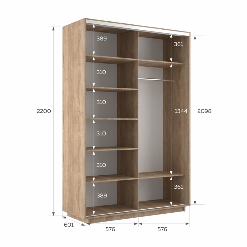 Шкаф-купе Фотопечать, 2дв. Листья золото, 120х60х220, Сонома
