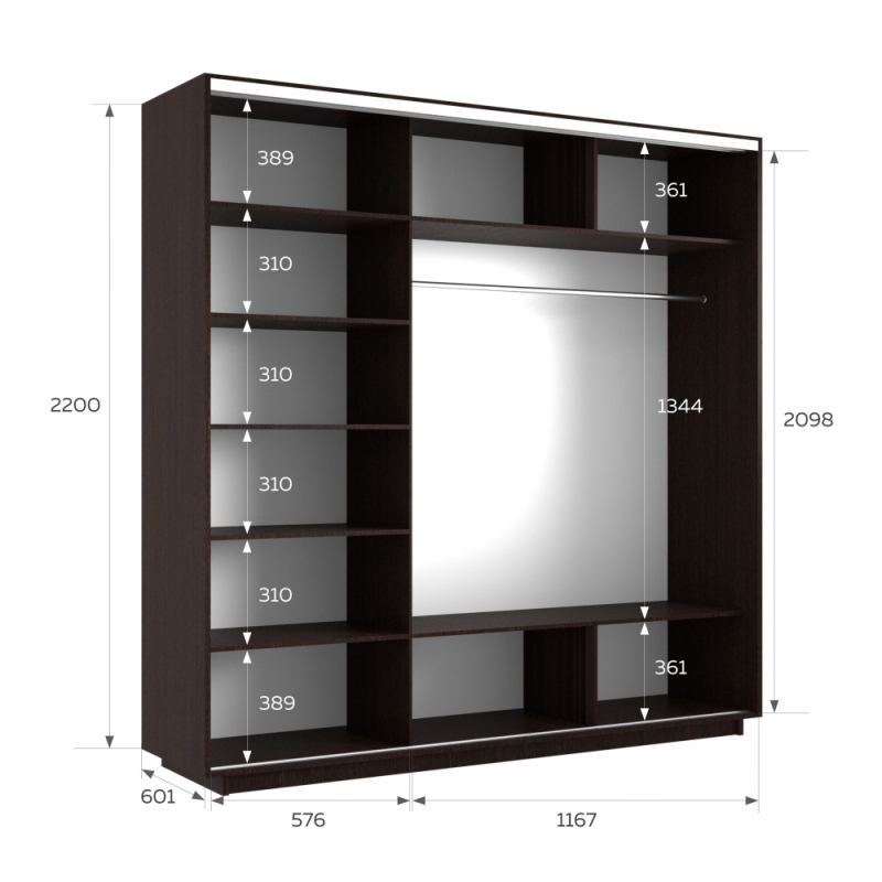 Шкаф-купе Фотопечать 3дв. Абстракция серая, 180х60х220, Венге