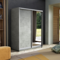 Шкаф-купе Экспресс, 2дв. ДСП/Зеркало, 120х60х240, Бетон