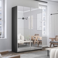 Шкаф-купе Прайм, 2дв.-Зеркало/доводчики, 140х57х230, Серый диамант