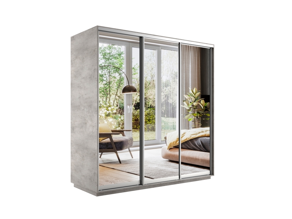 Шкаф-купе Экспресс 3дв.-зеркала, 180х60х220, Бетон