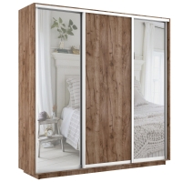 Шкаф-купе Экспресс 3дв. Зеркало/ДСП/Зеркало, 210х45х220, Дуб табачный