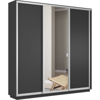 Шкаф-купе Экспресс 3дв. ДСП/Зеркало/ДСП, 180х45х220, Серый диамант