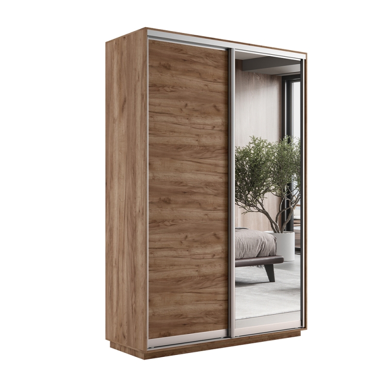 Шкаф-купе Экспресс, 2дв. ДСП/Зеркало, 140х45х240, Крафт табачный