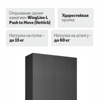 Распашной шкаф Локер 800+800 ("Push to Move"/Правый) Серый диамант