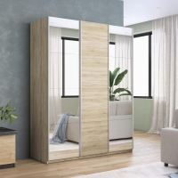 Шкаф-купе Прайм, 3дв. Зеркало/ДСП/Зеркало/доводчики, 180х57х230, Сонома