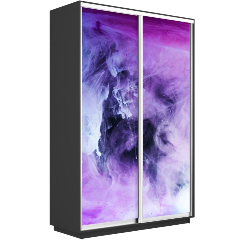 Шкаф-купе Фотопечать, 2дв. Фиолетовый дым, 160х60х240, Серый диамант
