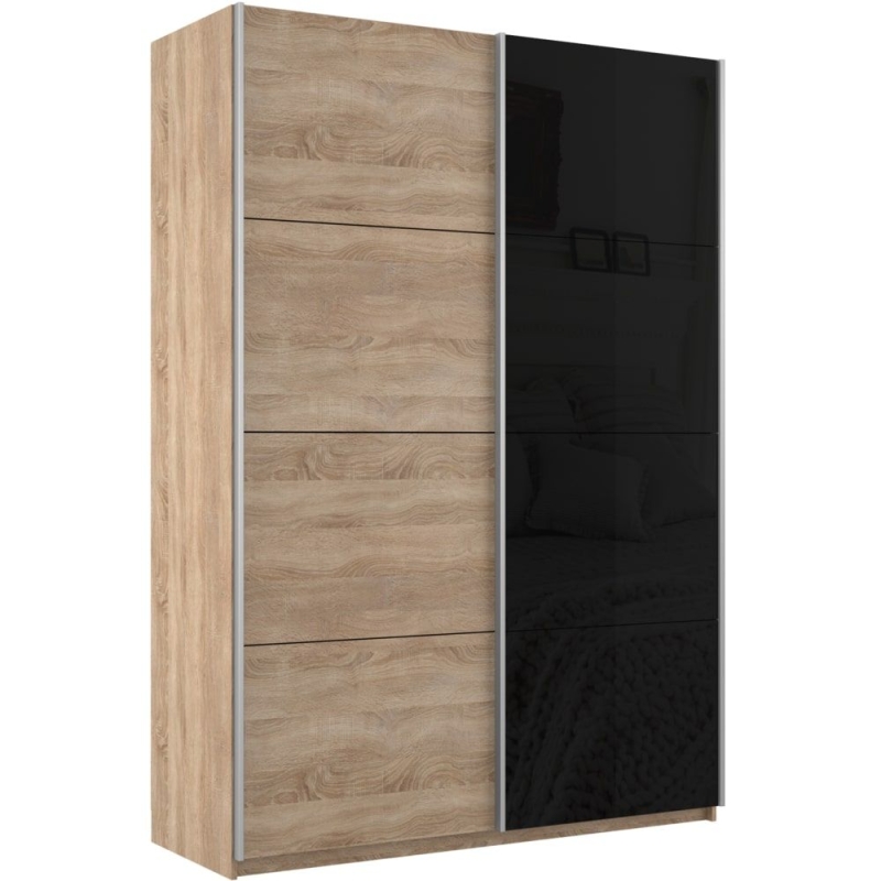 Шкаф-купе Прайм, 2дв. ДСП/Стекло черное/доводчики, 160х57х230, Сонома