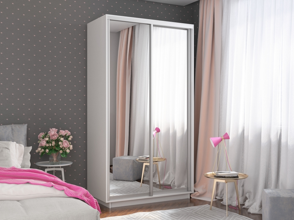 Шкаф-купе Экспресс Хит, 2дв.-зеркала, 120х60х220, Белый