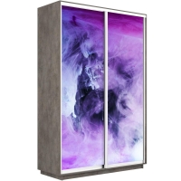 Шкаф-купе Фотопечать, 2дв. Фиолетовый дым, 140х60х240, Бетон