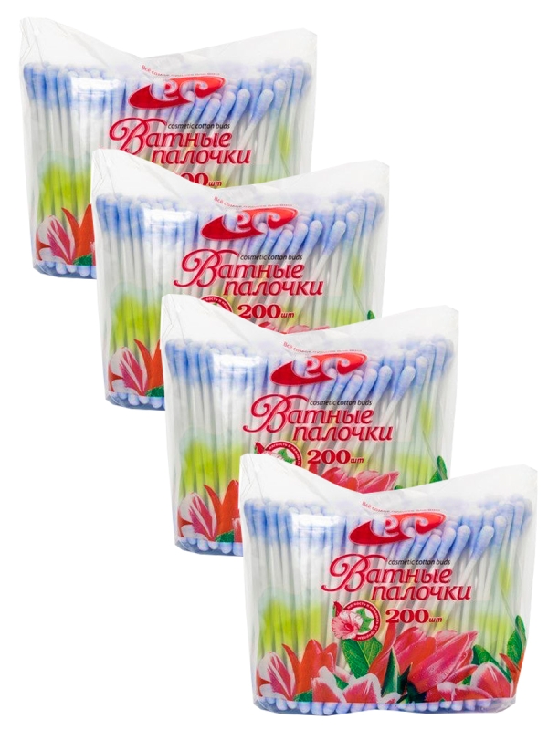 Цветные палочки косметические, синие, 100 шт х 4 пакета, Емельянъ Савостинъ