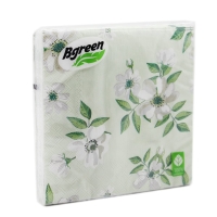 Салфетки бумажные , "Жасмин зеленый фон" Bulgaree Green,  33*33 см, 3 слоя, 20 шт.