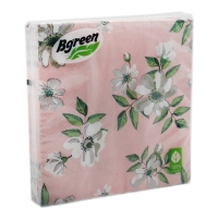 Салфетки бумажные , "Жасмин розовый фон" Bulgaree Green,  33*33 см, 3 слоя, 20 шт.