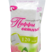 Паффы ватные 7.5х7.5 №120 в пакете (puffs zig-zag), 120 шт, Емельянъ Савостинъ (26)