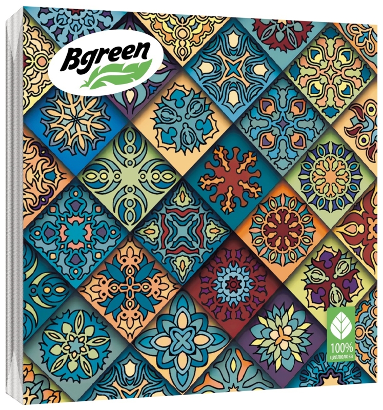 Салфетки бумажные , "Плитка" Bulgaree Green,  33*33 см, 3 слоя, 20 шт.