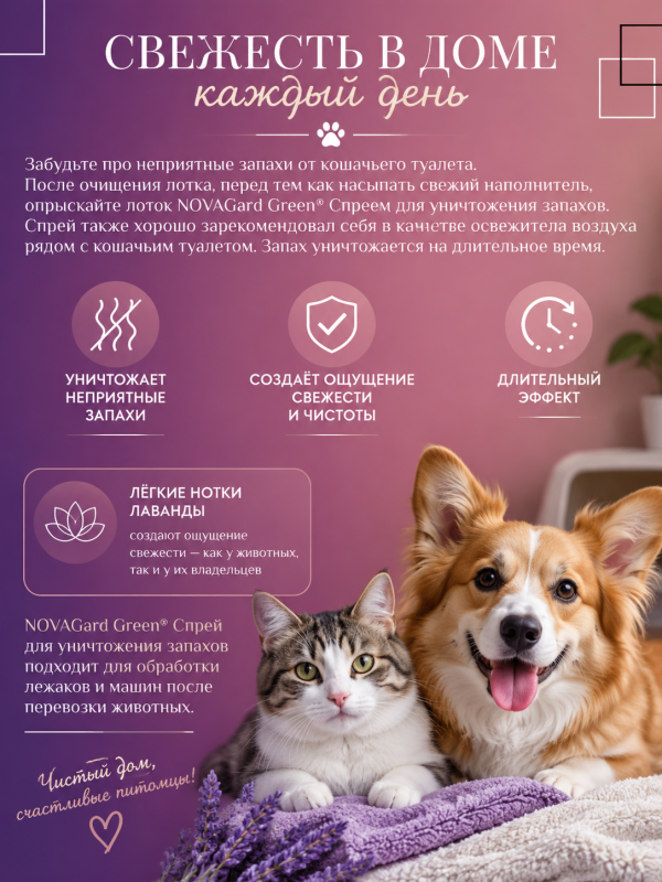 Спрей для уничтожения запаха мочи собак и кошек Canina NovaGard Green (Канина Нова Гард Грин), 200 мл