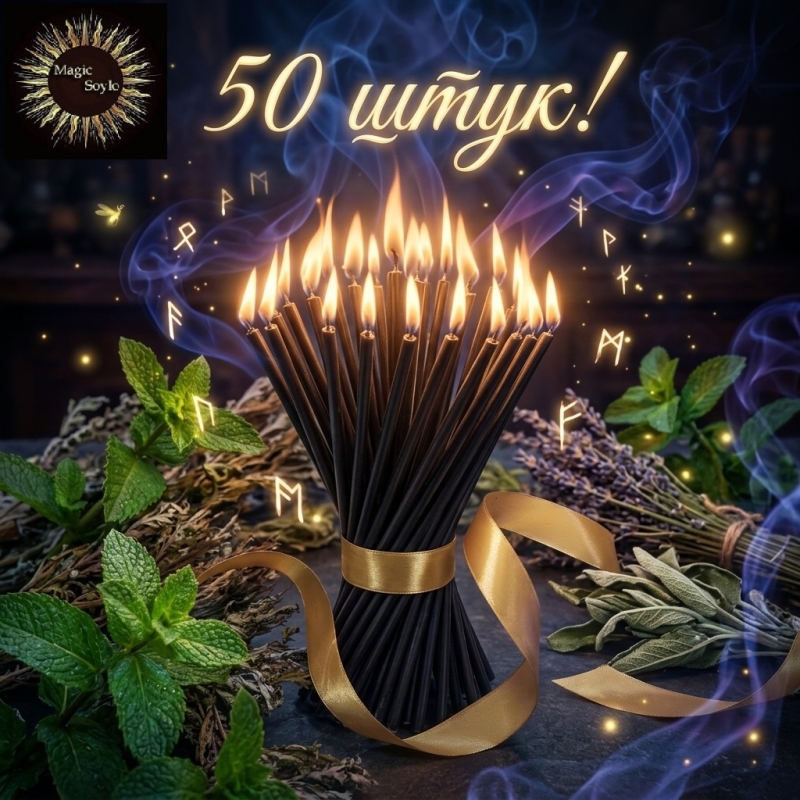Набор свечей 50 штук ( черные) № 140